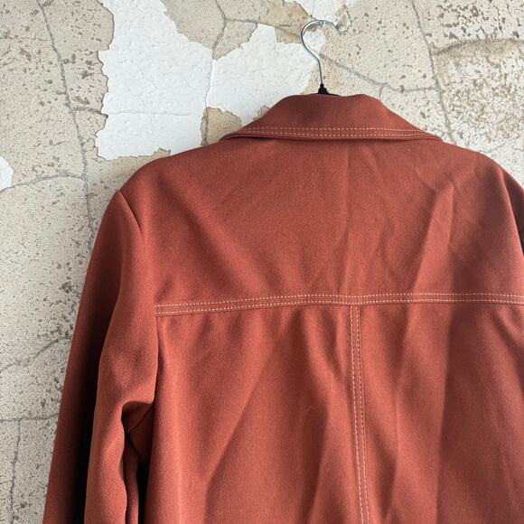 Vtg 70s Shirt Jacket Daggar Collar Rust Contrast Stich Western Chore Coat Mens L - Picture 7 of 8